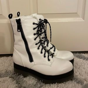 White platform combat boots